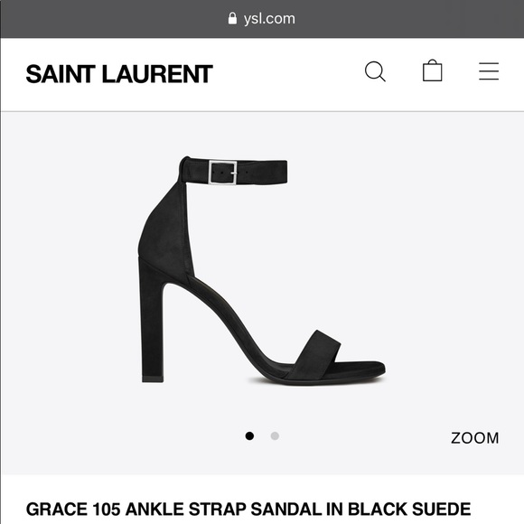 Saint Laurent Black Suede Sandal Heels Size 38.5 - Picture 1 of 9